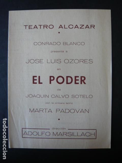 Colecionismo: MADRID TEATRO ALCAZAR PROGRAMA TEATRO EL PODER CONRADO BLANCO Y JOSE LUIS OZORES