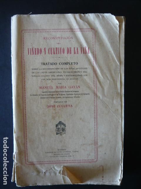 Colecionismo: RECONSTITUCION DEL VI&Ntilde;EDO Y CULTIVO DE LA VI&Ntilde;A MANUEL MARIA GAYAN MADRID 1929