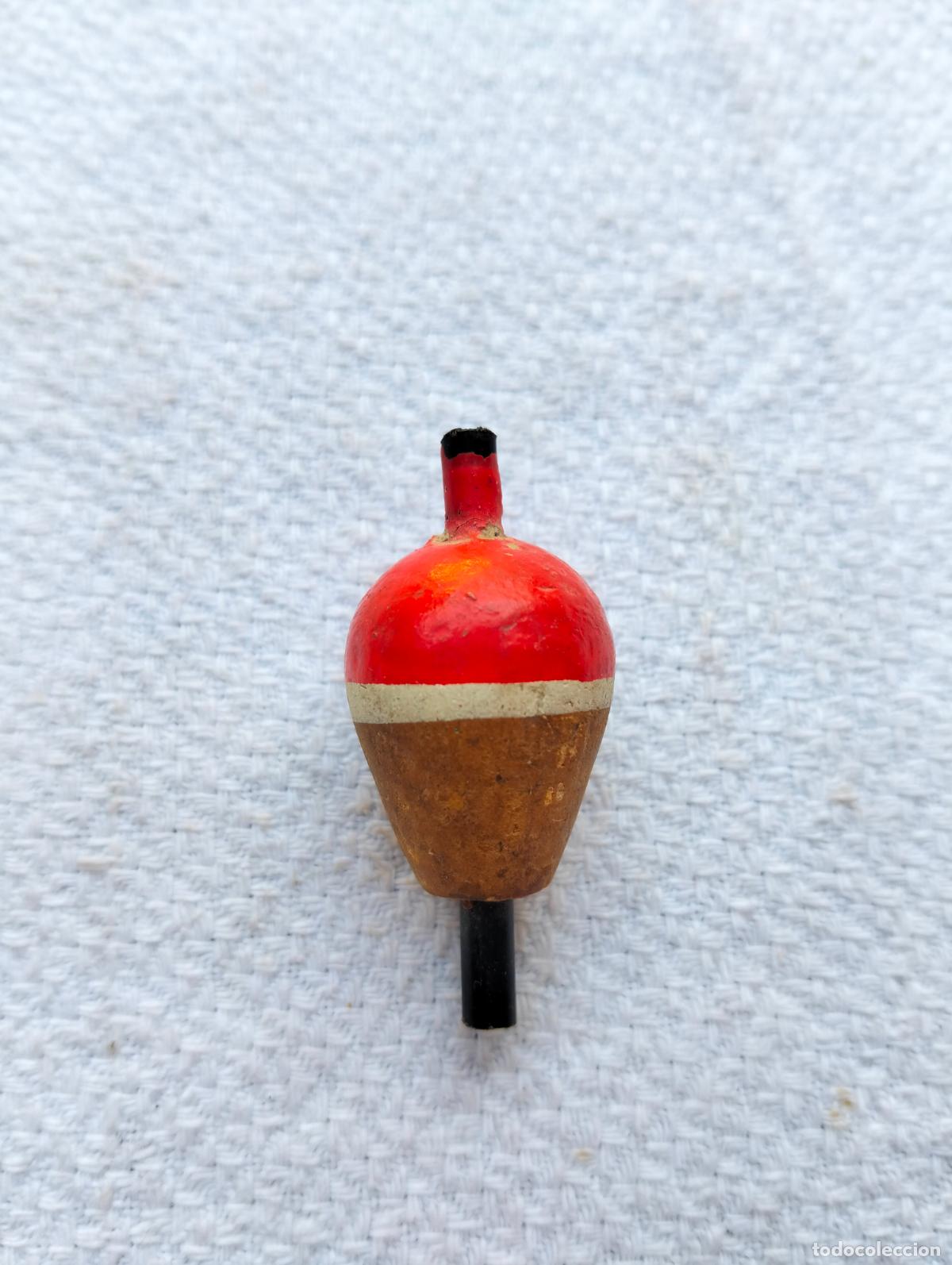 Collecting: Anzuelo antiguo de ca&ntilde;a de pescar fish bait madera o corcho rojo marr&oacute;n