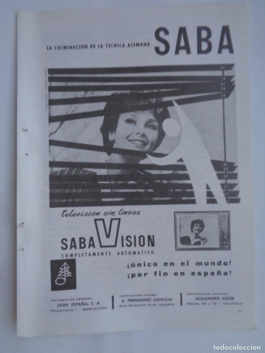 Sammelleidenschaft Papier: HOJA DE REVISTA CON ANUNCIO DE TELEVISOR SABA , SABAVISION . A&Ntilde;OS 60