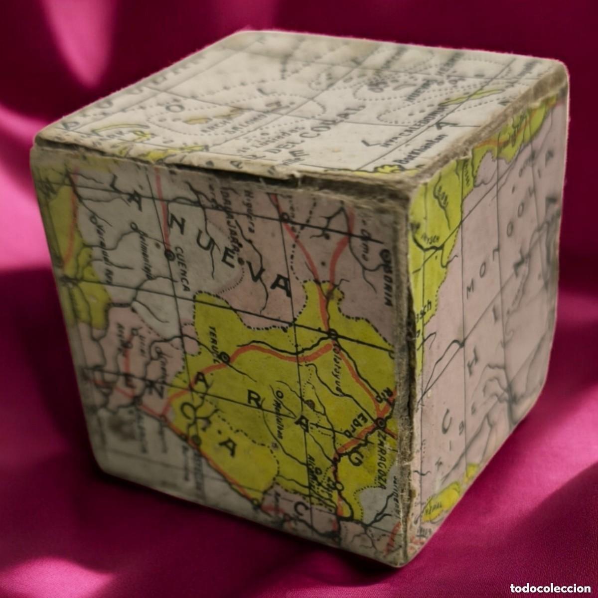 Colecionismo: Antiguo Cubo Puzzle Geogr&aacute;fico De Cart&oacute;n &ndash; Mapas Del Mundo A&ntilde;os 40