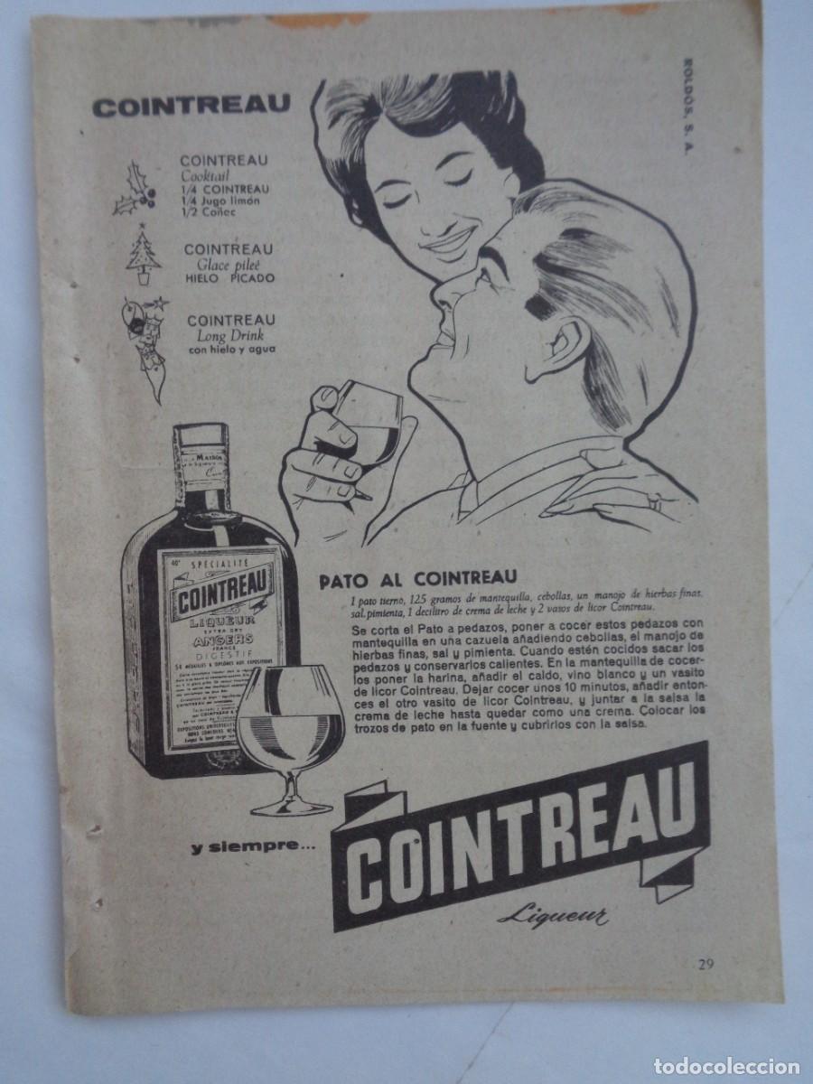 Coleccionismo: HOJA DE REVISTA CON ANUNCIO DE COINTREAU . A&Ntilde;OS 50