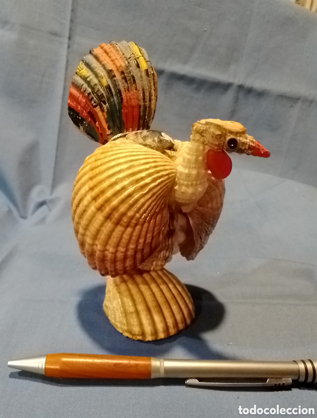 Coleccionismo: Figura pavo de conchas y caracolas