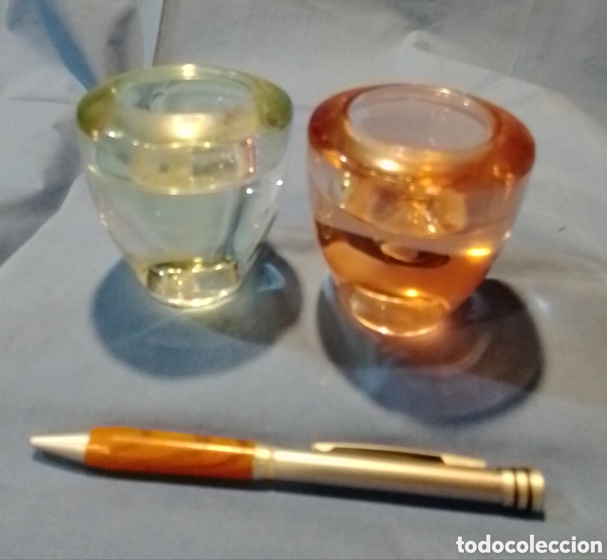 Coleccionismo: Dos portavelas cristal