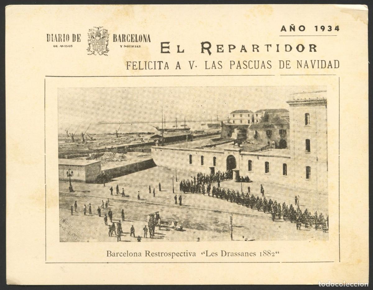 Collecting paper: REP&Uacute;BLICA ESPA&Ntilde;OLA, TARJETA, DIARIO DE BARCELONA, EL REPARTIDOR, 1934
