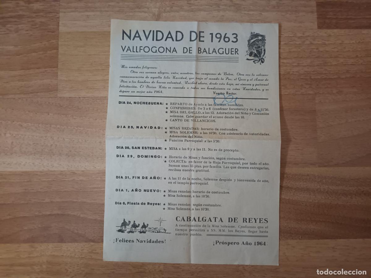 Coleccionismo: PROGRAMA NAVIDAD DE 1963. VALLFOGONA DE BALAGUER. Cabalgata de Reyes