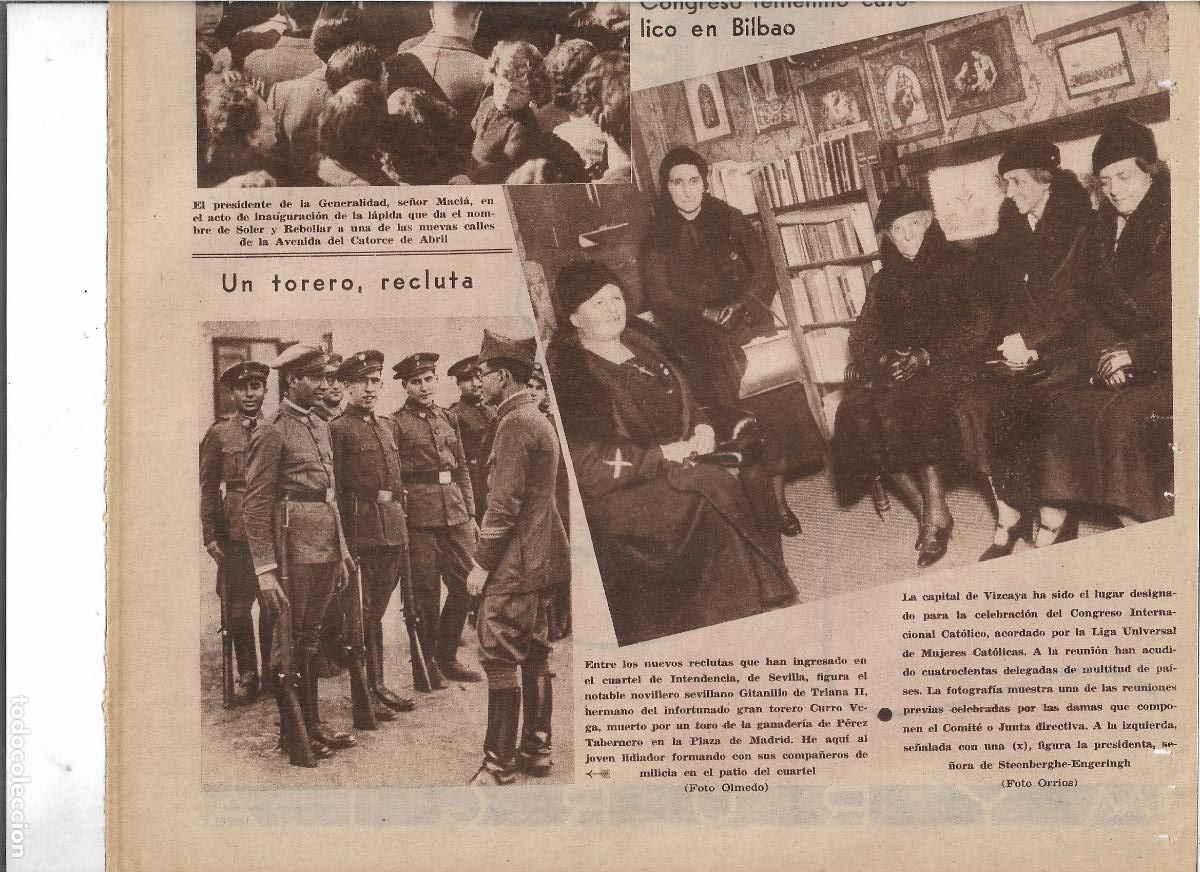 Coleccionismo: A&Ntilde;O 1933 RECORTE PRENSA SEVILLA EL TORERO GITANILLO DE TRIANA II RECLUTA SOLDADO CUARTEL INTENDENCIA