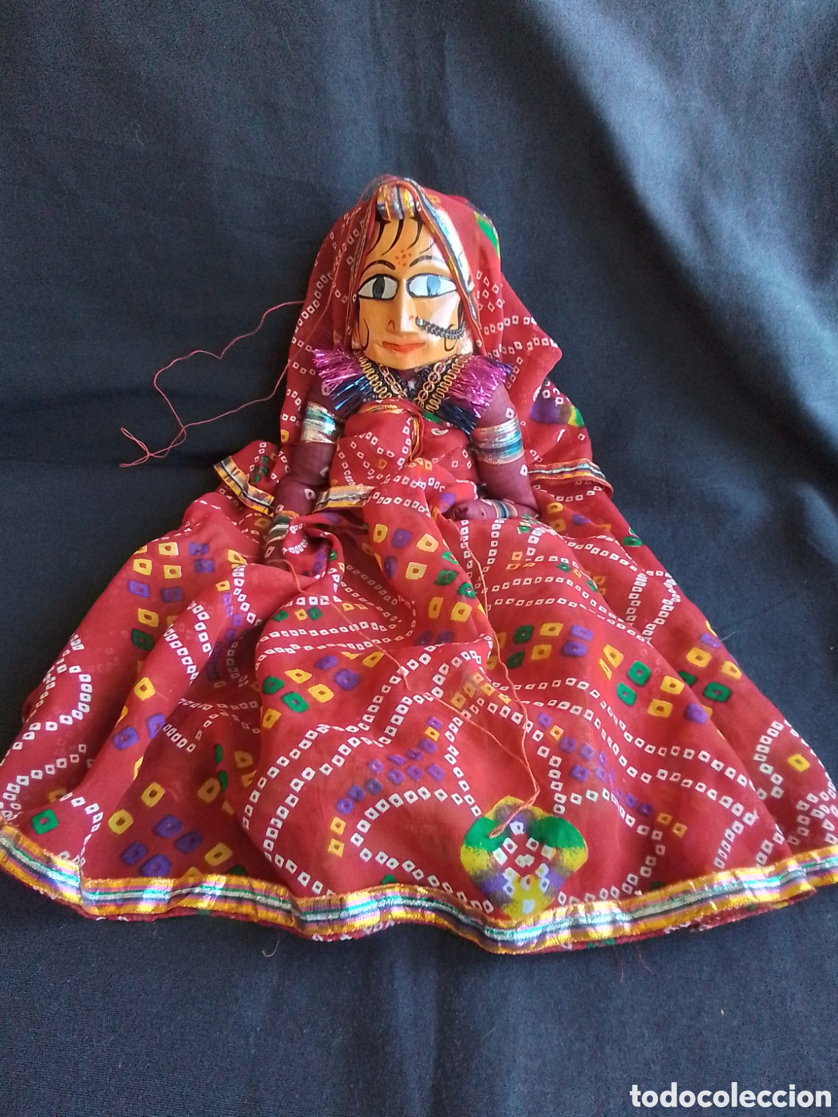 Coleccionismo: Mu&ntilde;eca t&iacute;tere de madera y tela de India