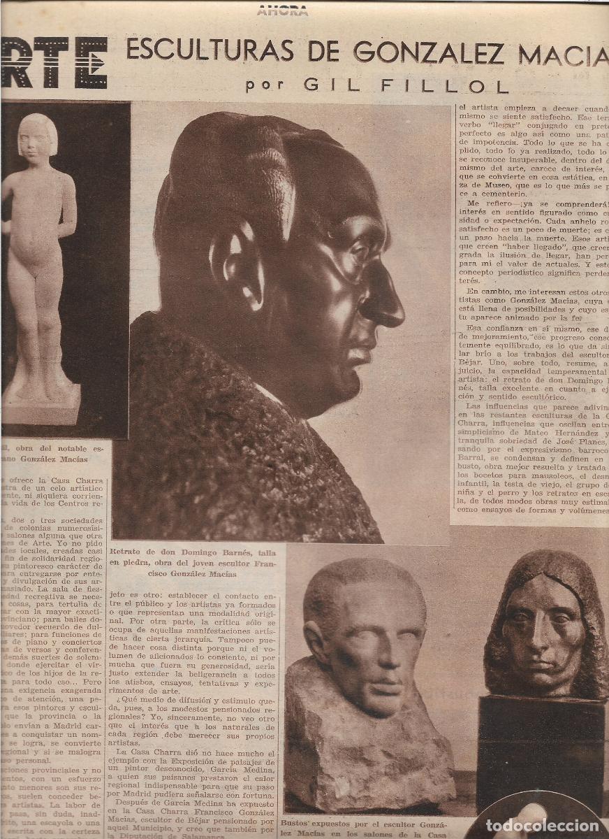 Coleccionismo: A&Ntilde;O 1933 RECORTE PRENS ESCULTURA ESCULTOR GONZALEZ MACIAS RETRATO DOMINGO BARNES BUSTOS NI&Ntilde;A Y PERRO