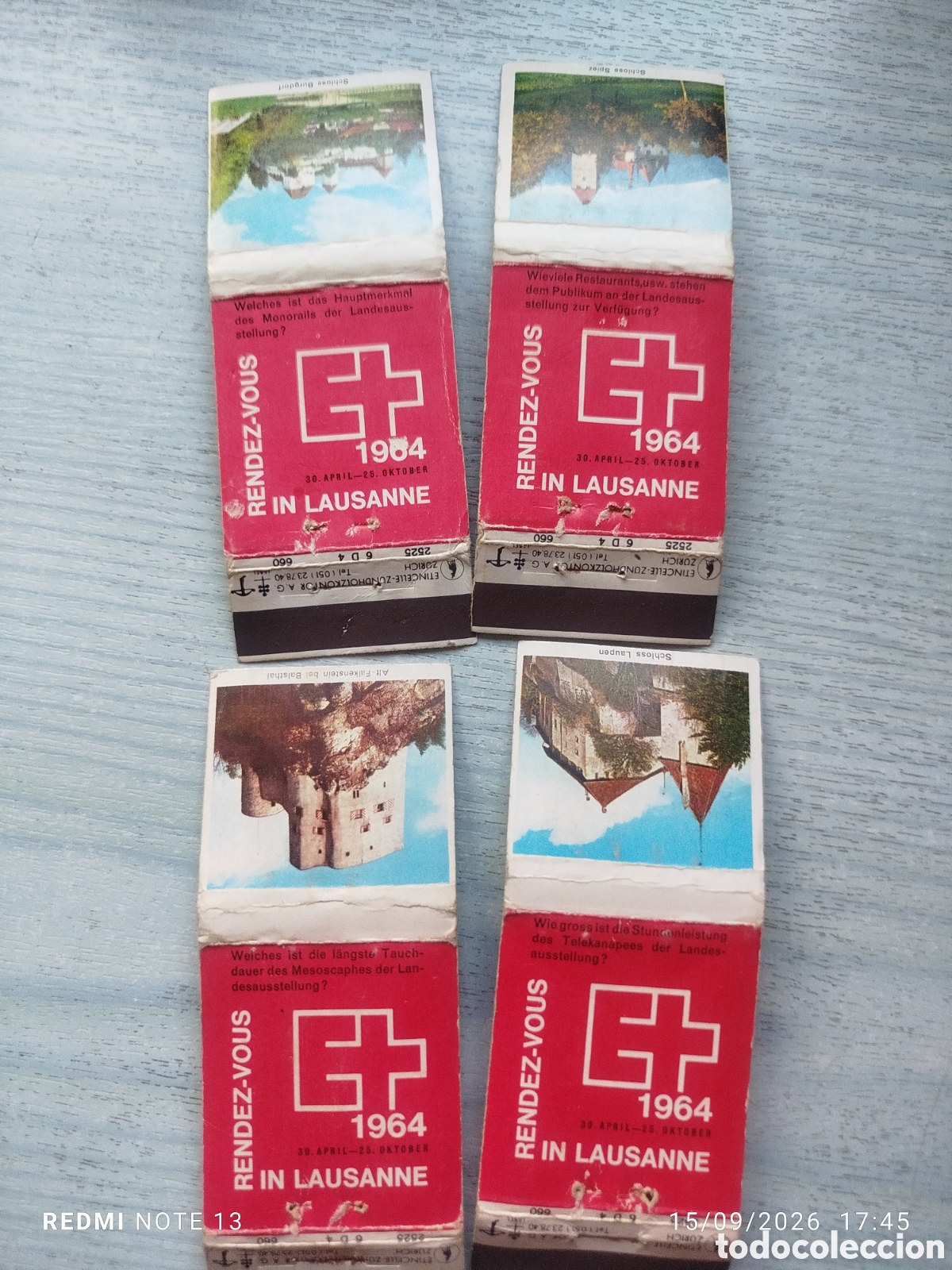 Coleccionismo: 4 cajas cerillas suizas 1964 en plancha