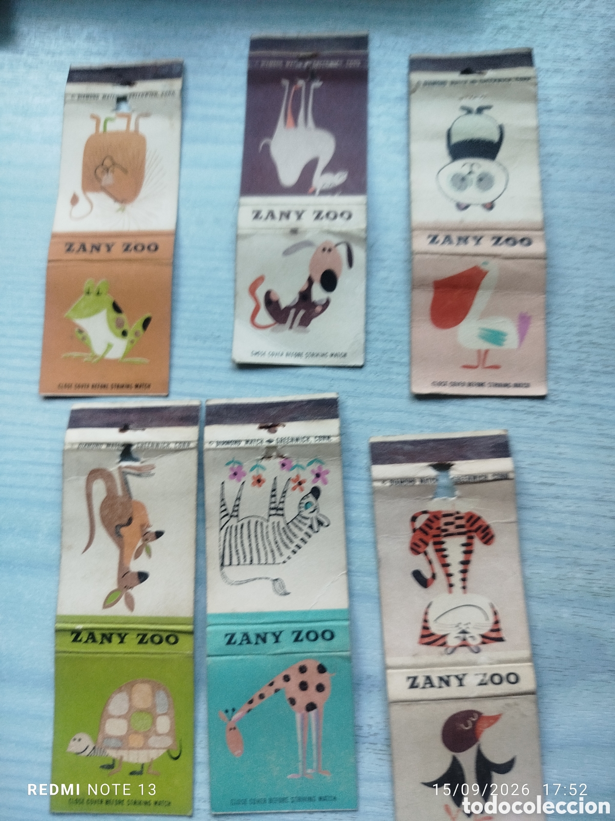 Coleccionismo: 6 cajas cerillas zany zoo..plancha