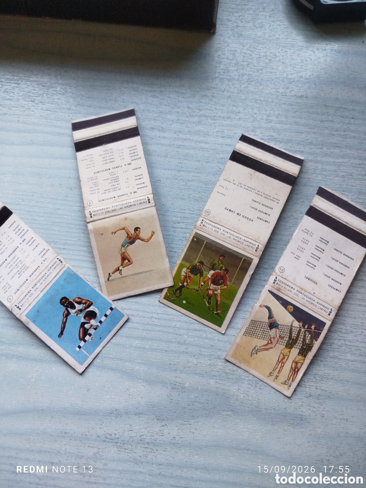 Coleccionismo: 4 cajas cerillas Portugal deportes en plancha