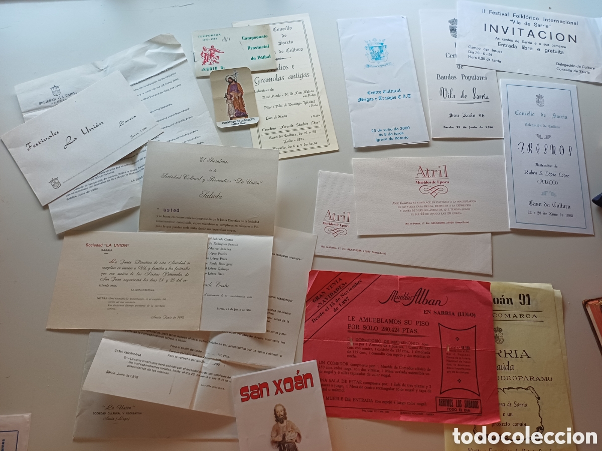 Coleccionismo: Lote publicidad San Juan SARRIA cartas y menus La Uni&oacute;n Toros mapas LUGO