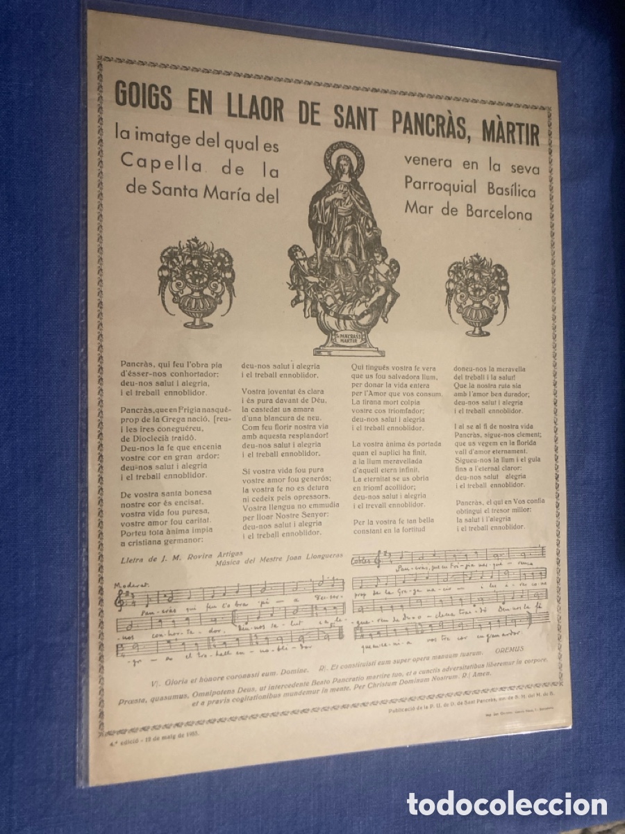 Coleccionismo: Goigs Sant Pancras martir 1953