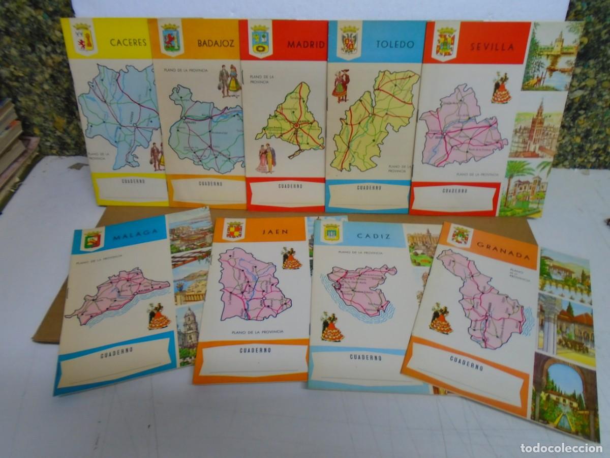 Coleccionismo: LOTE DE 9 CUADERNOS ESCOLARES SIN USO,SERIE PROVINCIAS ESPA&Ntilde;OLAS 1964.