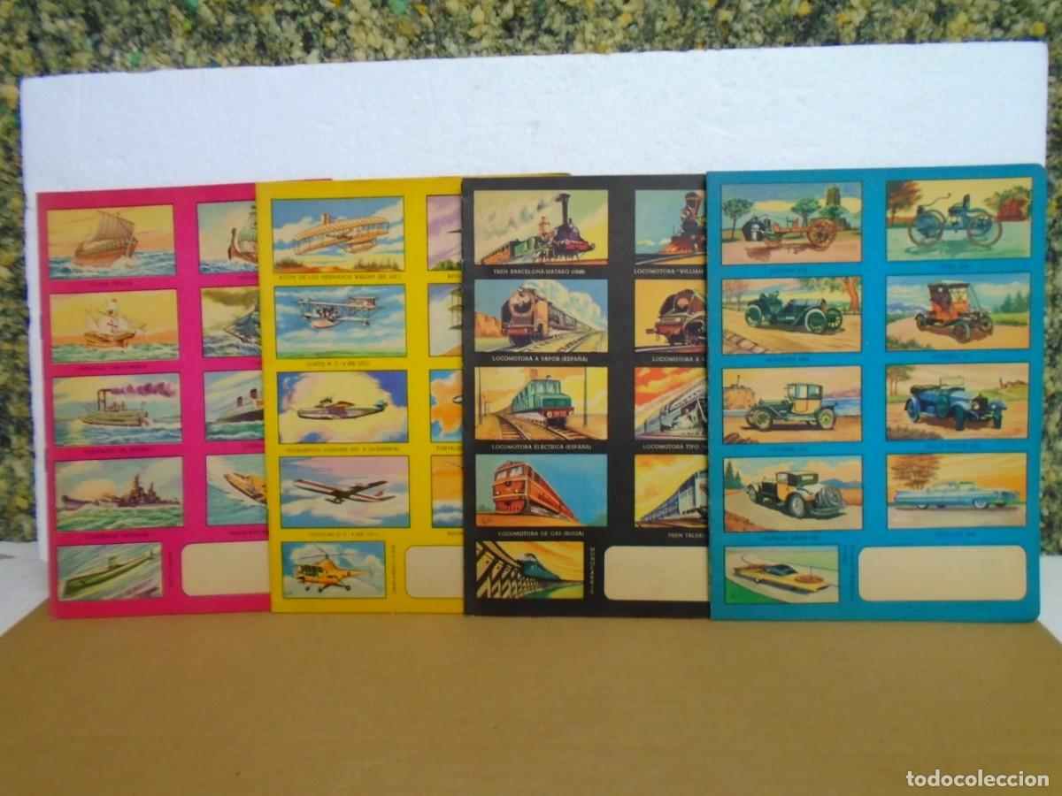 Coleccionismo: CUADERNOS ESCOLARES SIN USO,SERIE &rdquo;LOS MEDIOS DE LA LOCOMOCION&rdquo;H, N&ordm; 1-2-3-4 DE 1960.