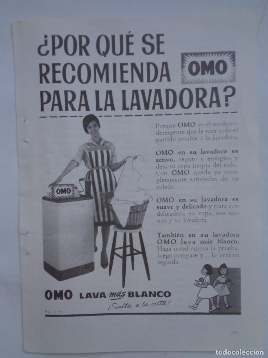 Coleccionismo: HOJA DE REVISTA CON ANUNCIO DE JABON DE LAVADORA OMO . A&Ntilde;OS 60