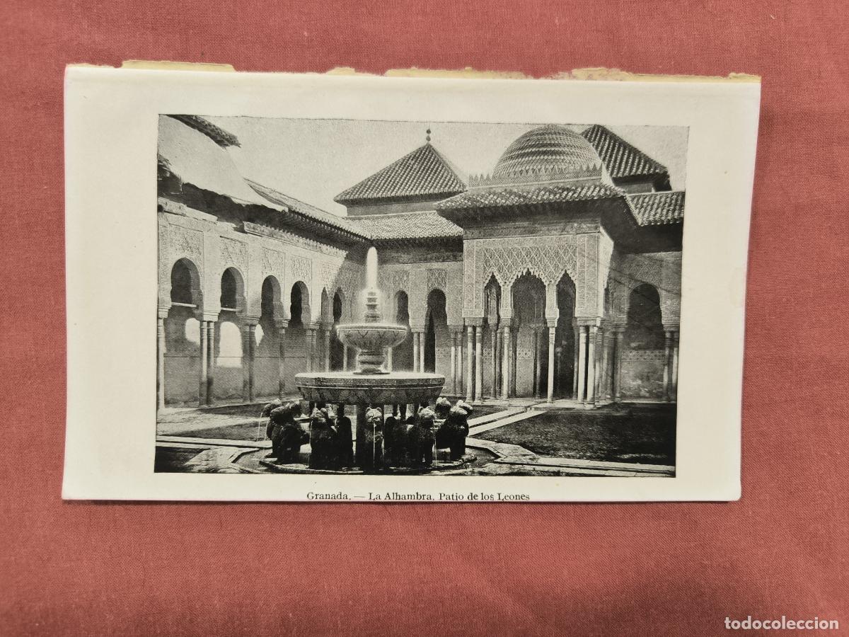 Coleccionismo: L&aacute;mina Antigua Granada Alhambra Patio de los Leones &ndash; Fotograbado Coleccionismo
