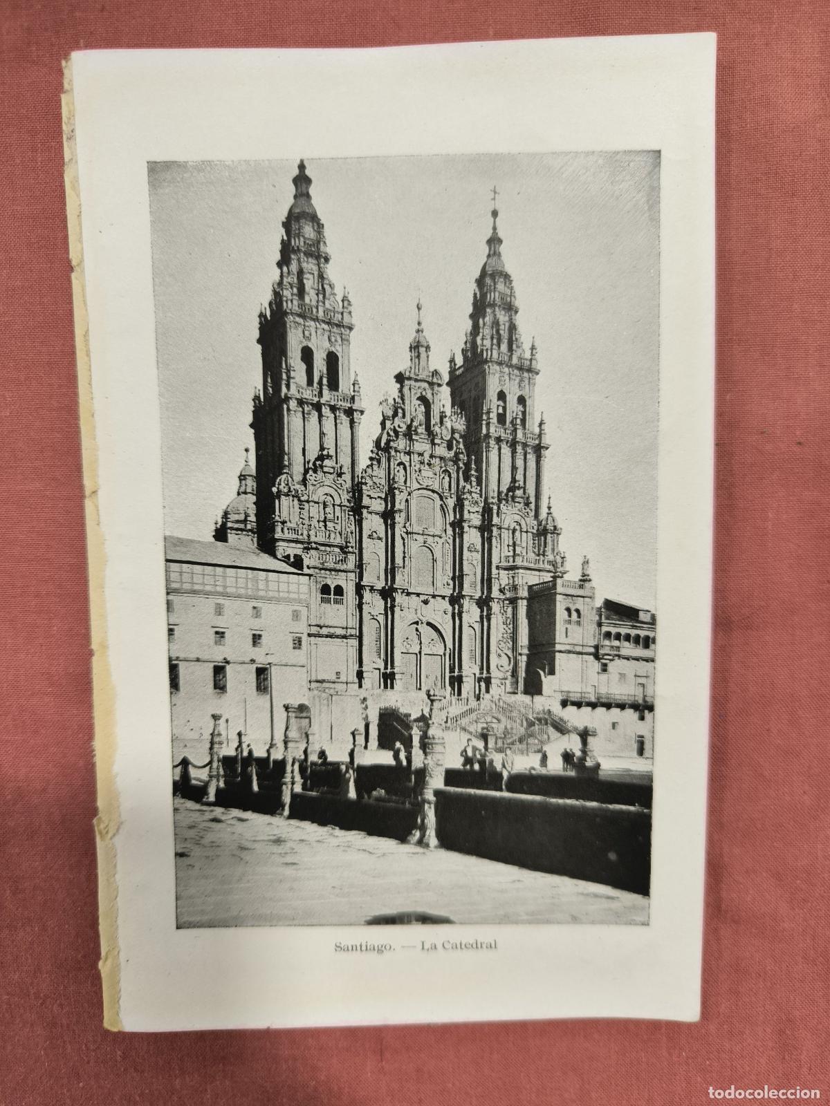 Coleccionismo: L&aacute;mina Antigua Santiago de Compostela Catedral &ndash; Fotograbado Coleccionismo