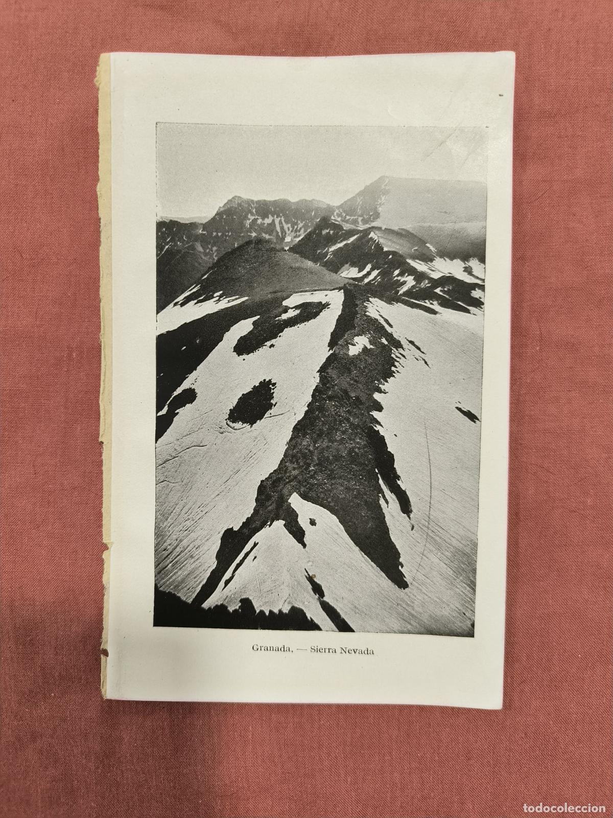 Sammelleidenschaft Papier: L&aacute;mina Antigua Granada Sierra Nevada &ndash; Fotograbado Paisaje Monta&ntilde;a Coleccionismo