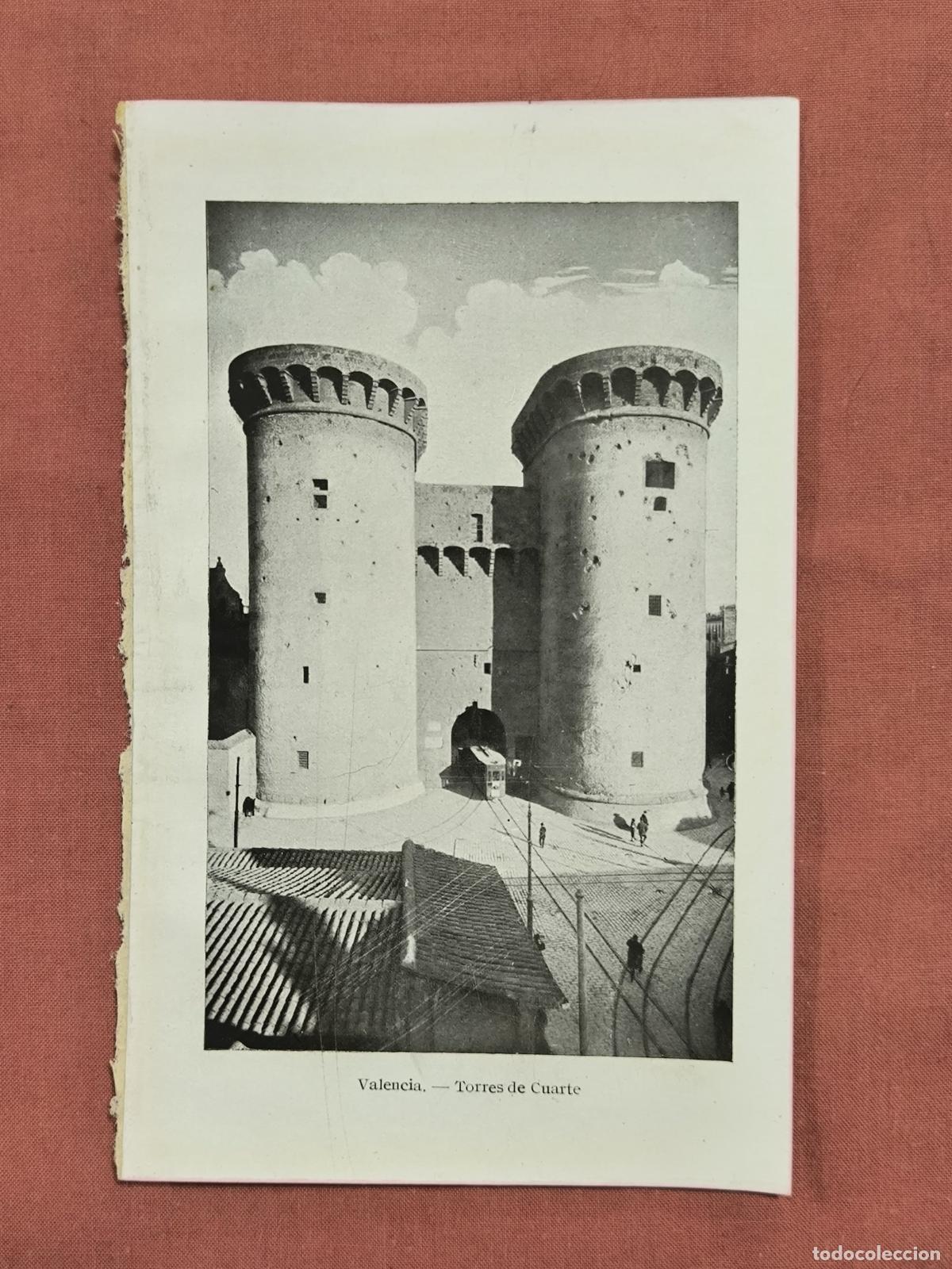 Collectionnisme: L&aacute;mina Antigua Valencia Torres de Cuarte &ndash; Fotograbado Monumental Coleccionismo