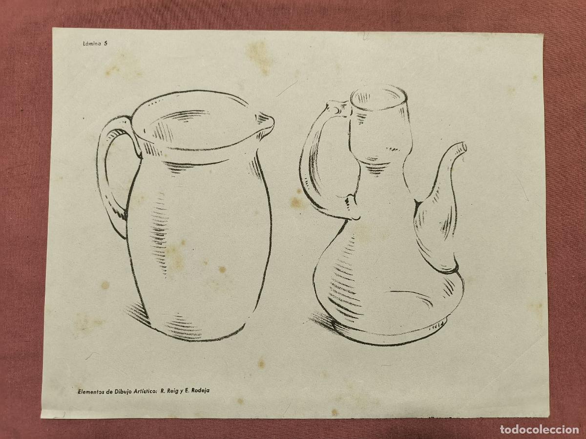 Colecionismo: L&aacute;mina Dibujo Art&iacute;stico Selg y Bofarull &ndash; Jarra y Cafetera Coleccionismo