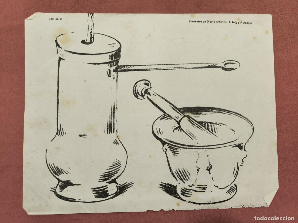 Collezionismo: L&aacute;mina Dibujo Art&iacute;stico Selg y Bofarull &ndash; Mortero y Jarra Coleccionismo