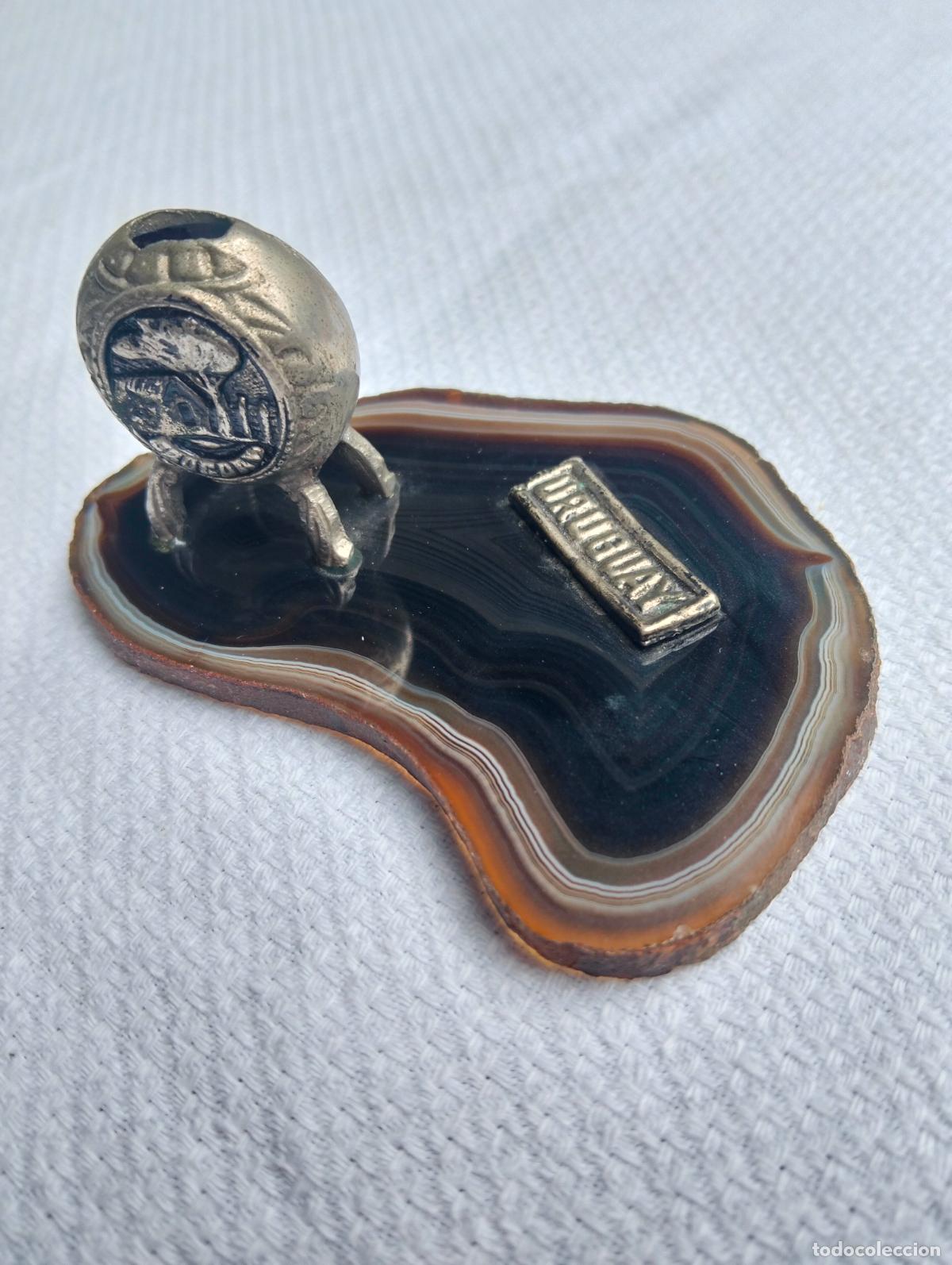 Collecting: Piedra tallada semipreciosa mineral Agata recuerdo del Uruguay con utensilio mate mini a&ntilde;os 70-80