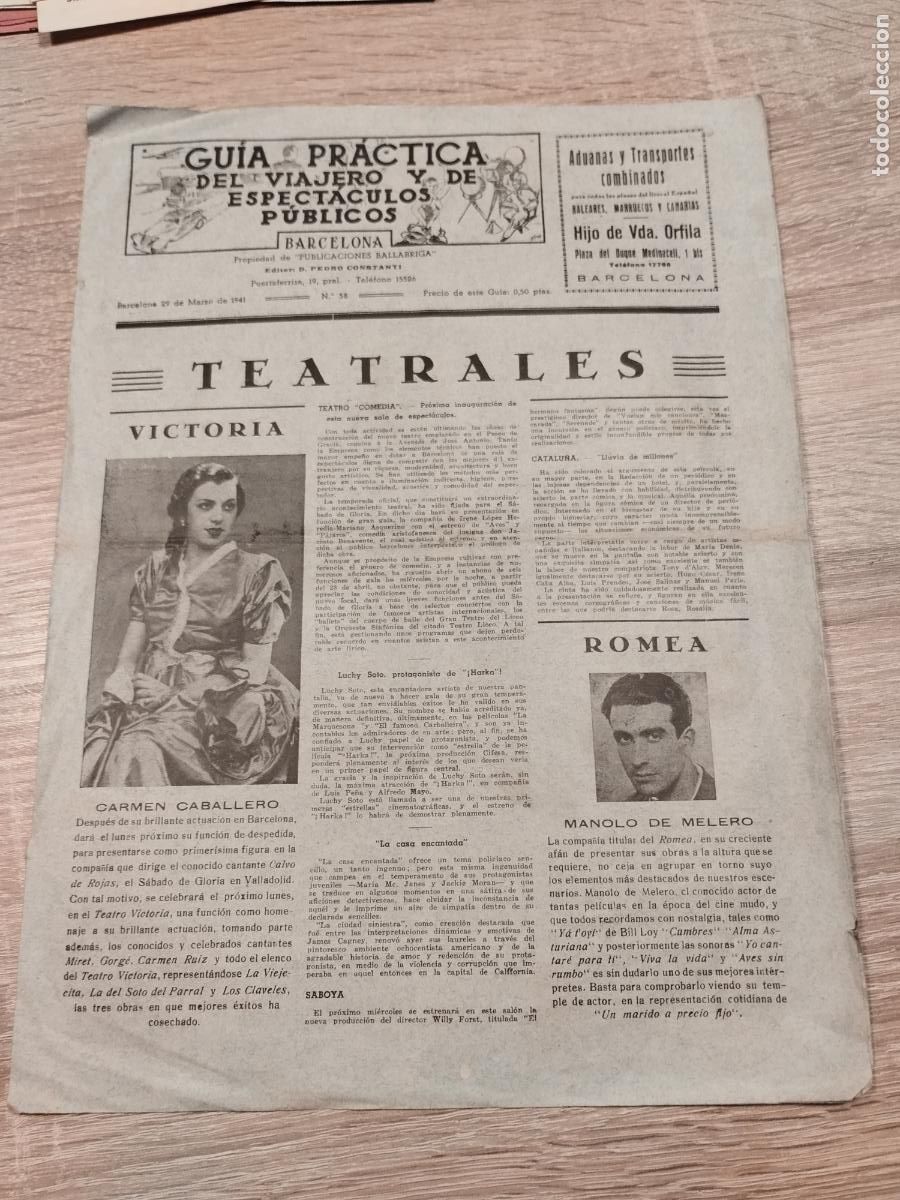 Collectionnisme: GUIA PRACTICA DEL VIAJERO Y DE ESPECTACULOS PUBLICOS N&ordm; 58. A&Ntilde;O 1941.