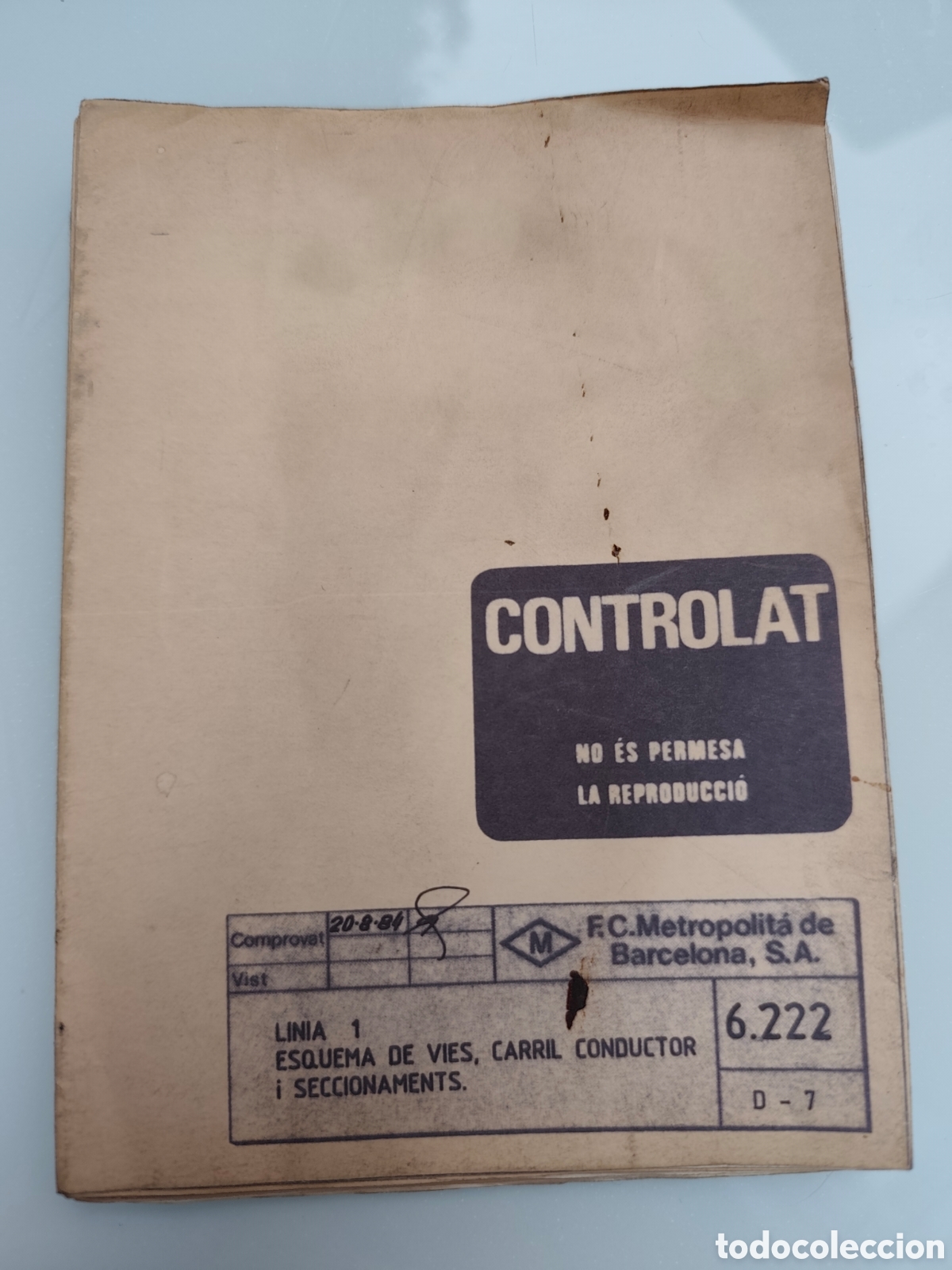 Coleccionismo: Plano Esquema vias L1 Ferrocarril Metropolitano Barcelona. A&ntilde;o 1984