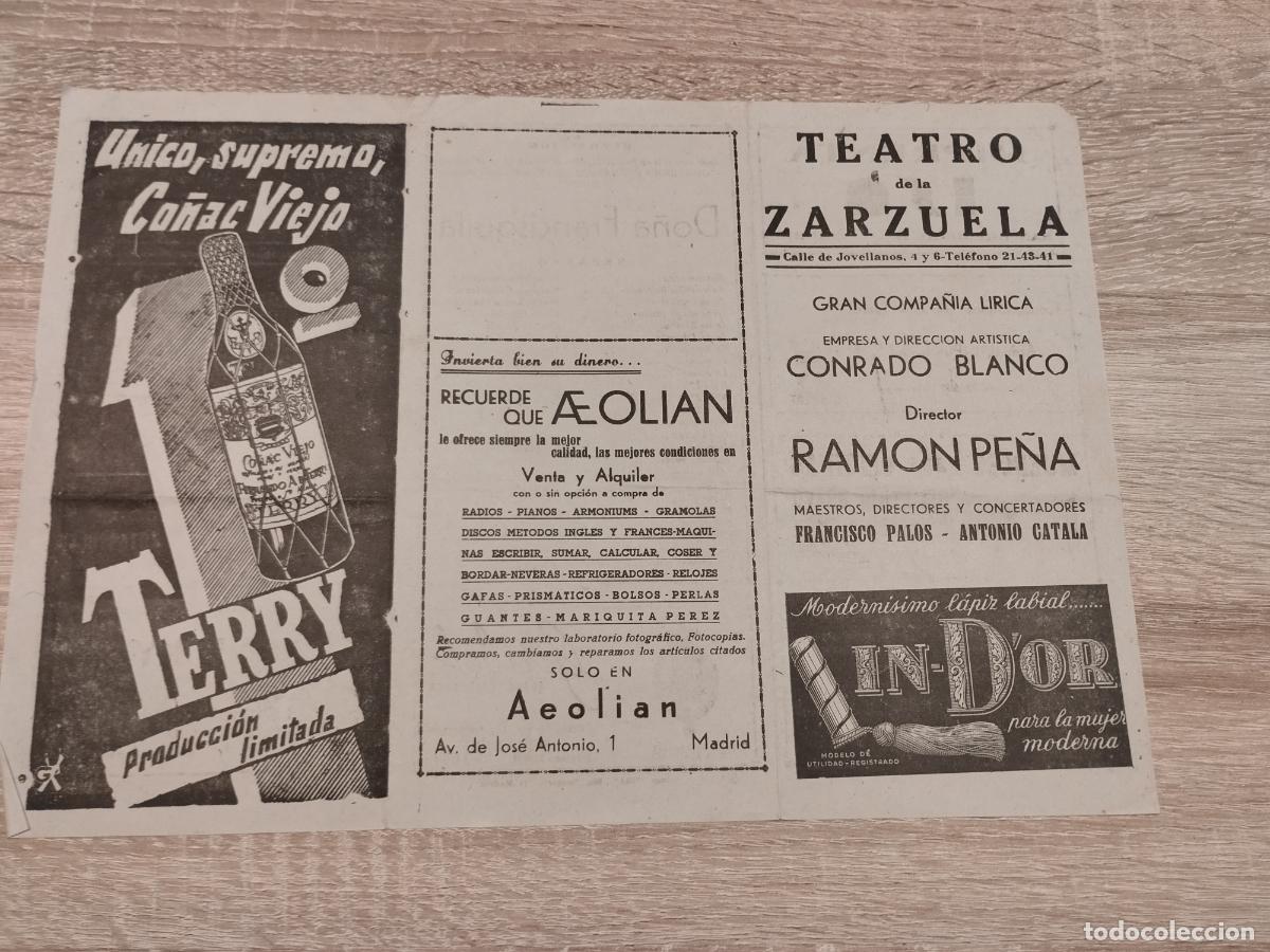 Collectionnisme: TEATRO DE LA ZARZUELA. MADRID. DO&Ntilde;A FRANCISQUITA. TRIPTICO CON MUCHA PUBLICIDAD.