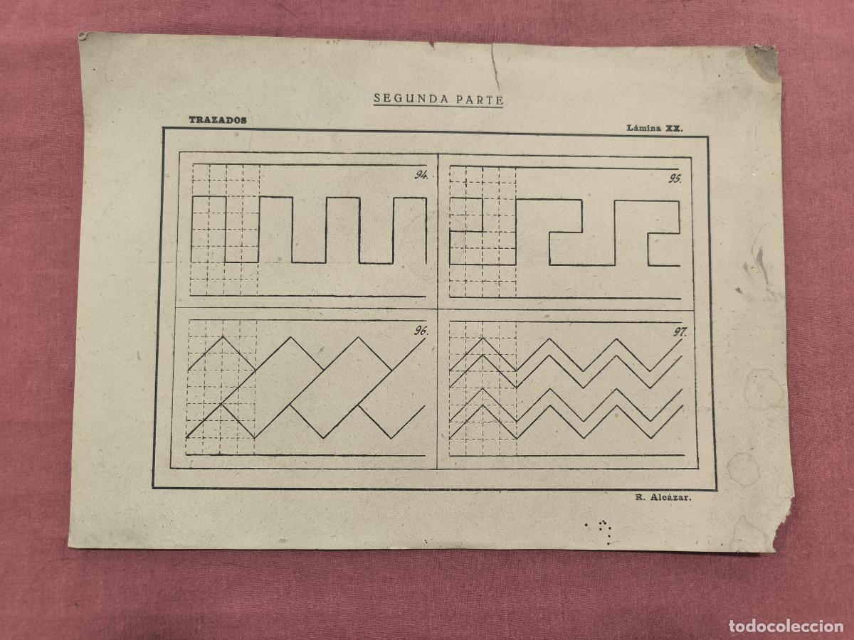 Coleccionismo: L&aacute;mina Nociones Arquitect&oacute;nicas R. &Aacute;lvarez &ndash; Trazado de Grecas Dibujo