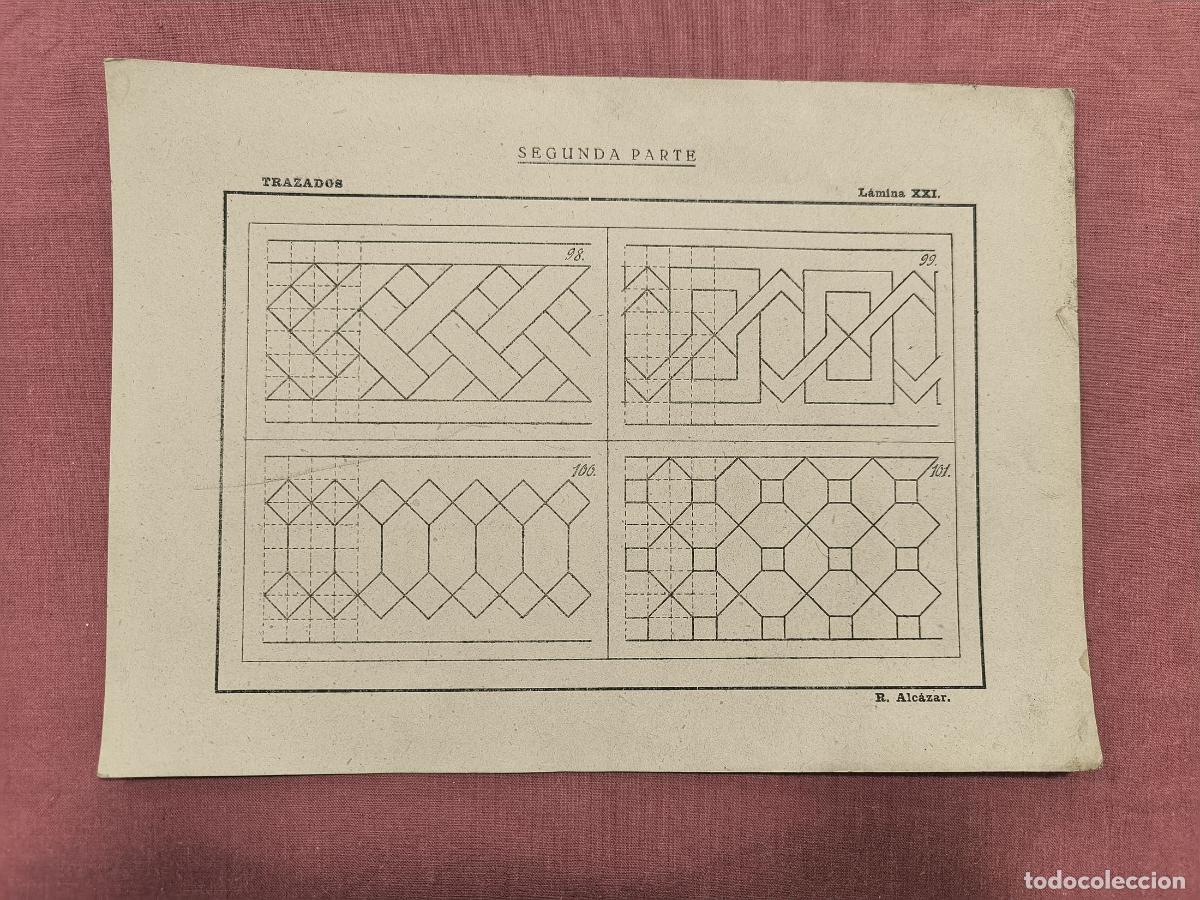 Coleccionismo: L&aacute;mina Nociones Arquitect&oacute;nicas R. &Aacute;lvarez &ndash; Trazado de Grecas II Dibujo