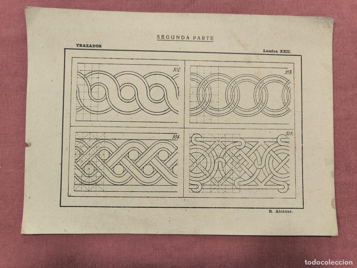 Coleccionismo: L&aacute;mina Nociones Arquitect&oacute;nicas R. &Aacute;lvarez &ndash; Entrelazos y Nudos Dibujo