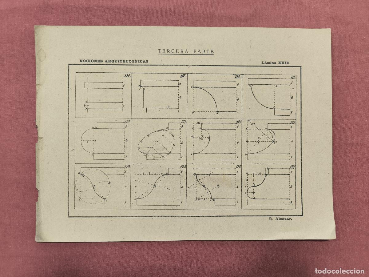Coleccionismo: L&aacute;mina Nociones Arquitect&oacute;nicas R. &Aacute;lvarez &ndash; Molduras y &Oacute;rdenes Dibujo