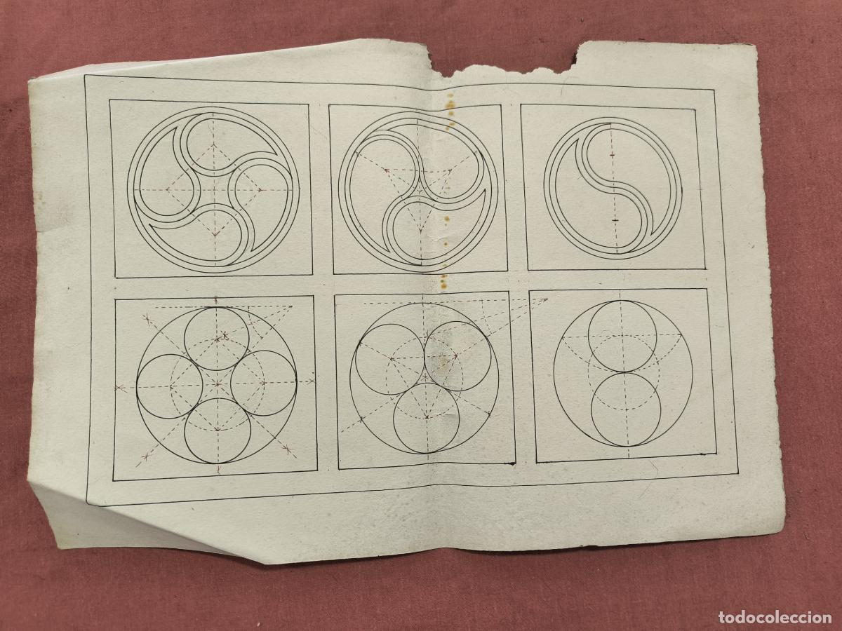 Coleccionismo: L&aacute;mina Nociones Arquitect&oacute;nicas R. &Aacute;lvarez &ndash; Rosetones II Dibujo