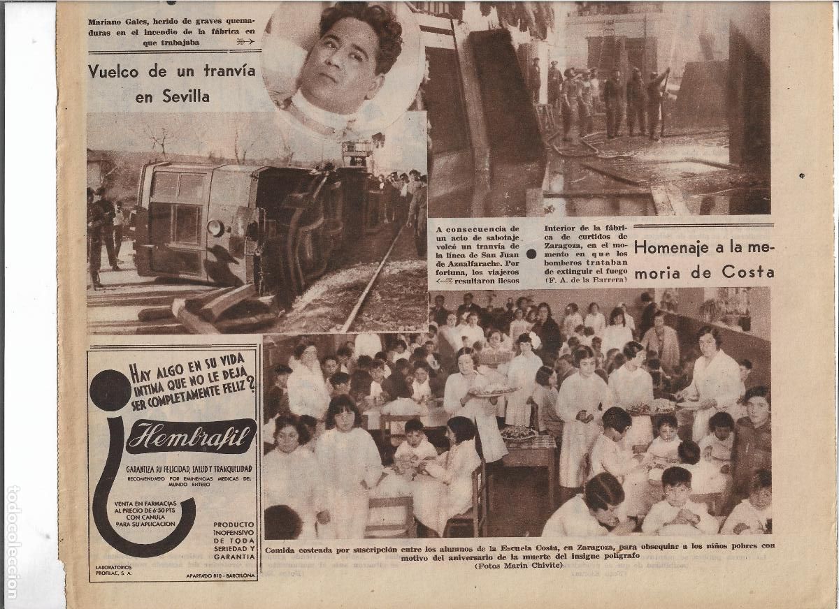 Coleccionismo: A&Ntilde;O 1933 RECORTE PRENSA SEVILLA SABOTAJE VUELCO DE UN TRANVIA LINEA DE SAN JUAN DE AZNALFARACHE
