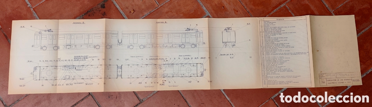 Coleccionismo: Plano Ferrocarril Metropolitano de Barcelona. Aparatos el&eacute;ctricos en trenes. 1970