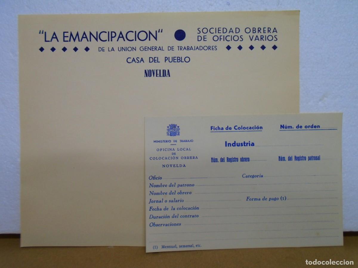 Coleccionismo: NOVELDA(ALICANTE)GUERRA CIVIL.CASA DEL PUEBLO Y OFICINA LOCAL DE COLOCACION OBRERA.