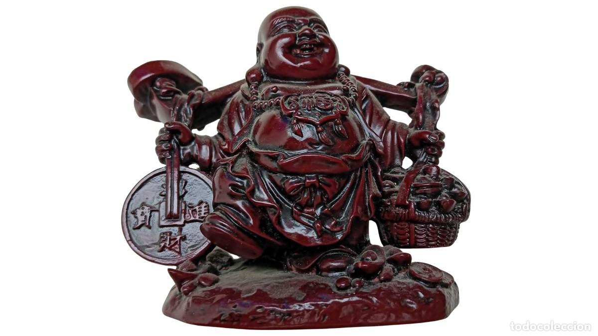 Coleccionismo: FIGURA DECORATIVA - BUDA DE LA FORTUNA FENG SHUI EN RESINA ROJA - A&Ntilde;OS 90