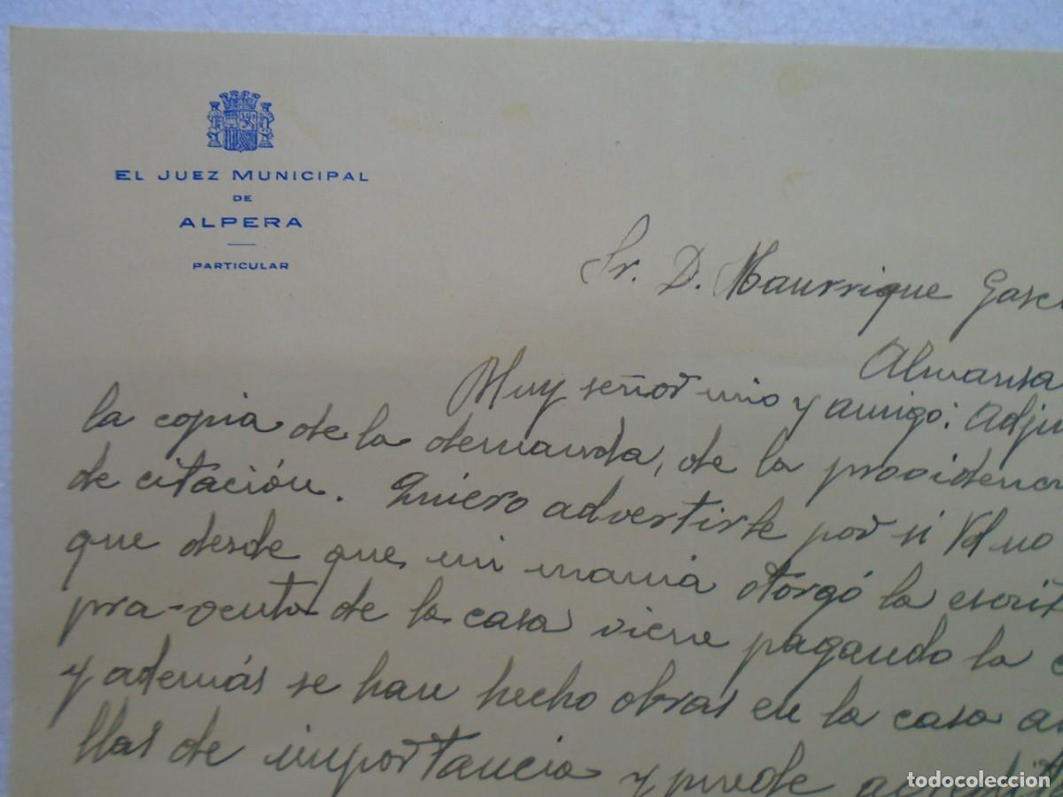 Coleccionismo: REPUBLICA.ALPERA(ALBACETE)JUEZ MUNICIPAL CARTA A&Ntilde;OS 30.
