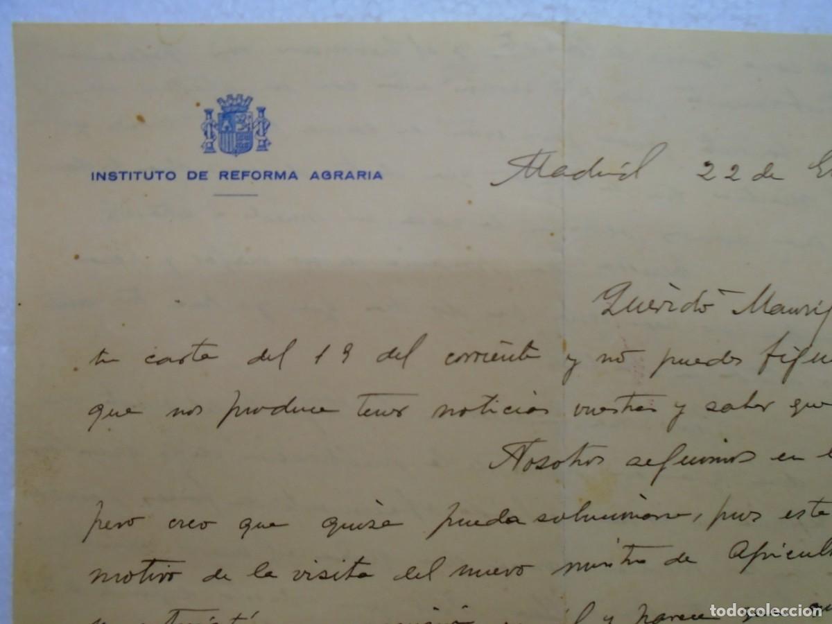 Coleccionismo: REPUBLICA.MADRID INSTITUTO REFORMA AGRARIA. CARTA DE 1936.