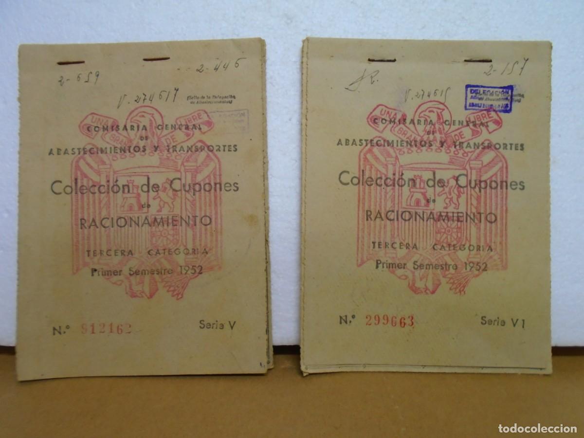 Coleccionismo: DOS CARTILLAS DE RACIONAMIENTOS,SERIES V-VI(1952) CON CUPONES.