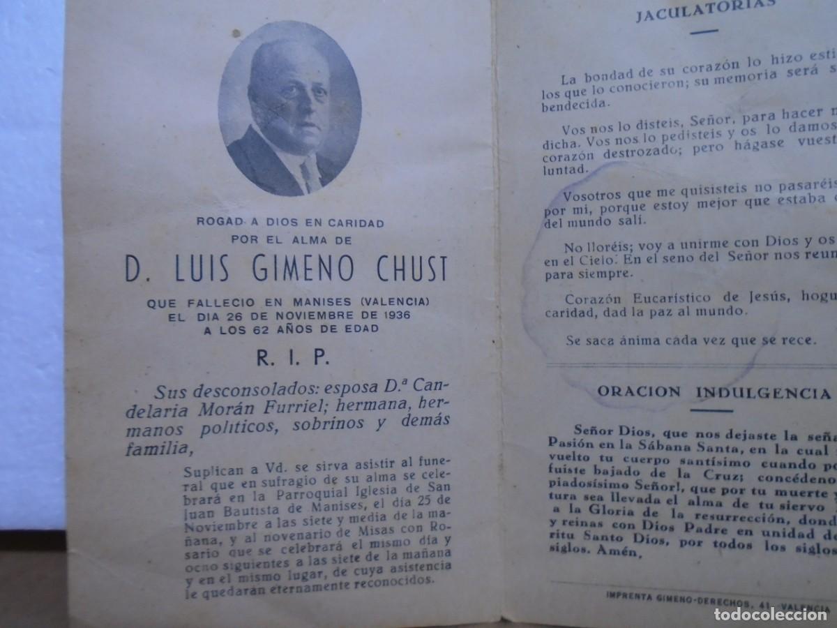 Coleccionismo: EX-ALCALDE DE MANISES(VALENCIA)ASESINADO EL 26/11/1936.