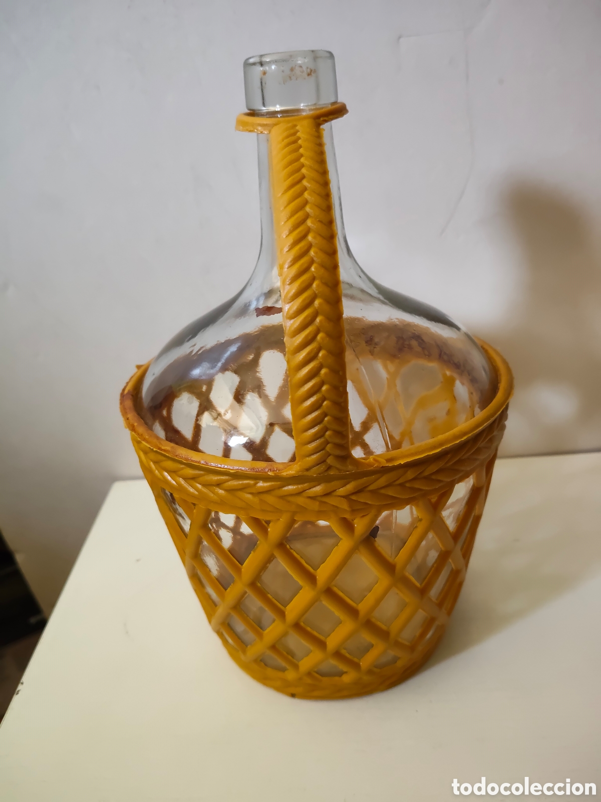 Coleccionismo: Damajuana antigua con cesta 26 cm - Foto 2