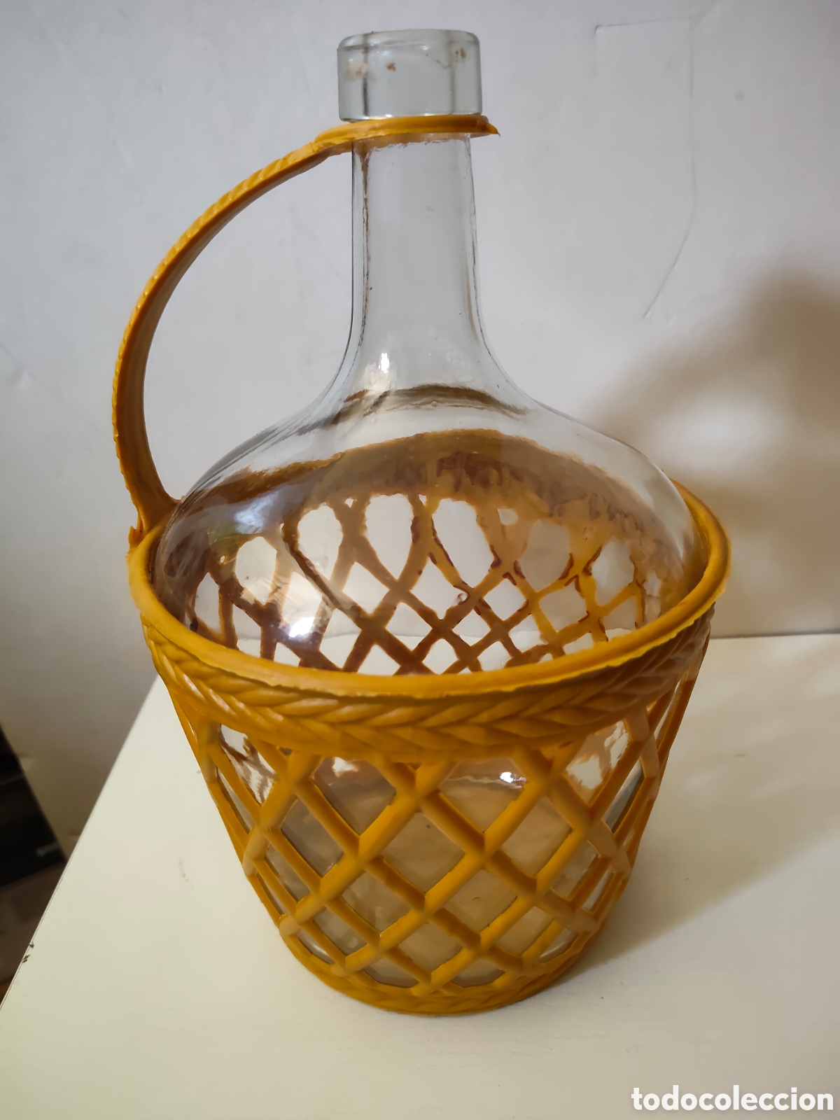 Coleccionismo: Damajuana antigua con cesta 26 cm - Foto 3