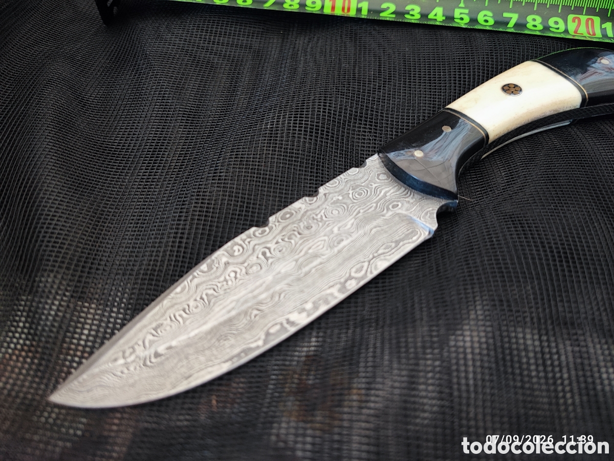 Coleccionismo: Cuchillo Artesanal Acero Damasco 21.5cm