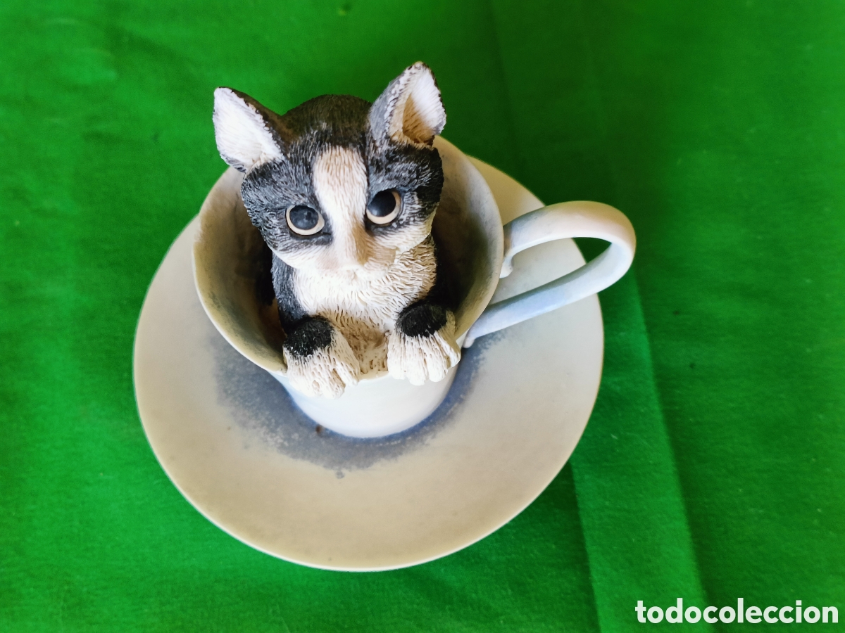 Coleccionismo: Leonardo ceramic cat in cup - Foto 6