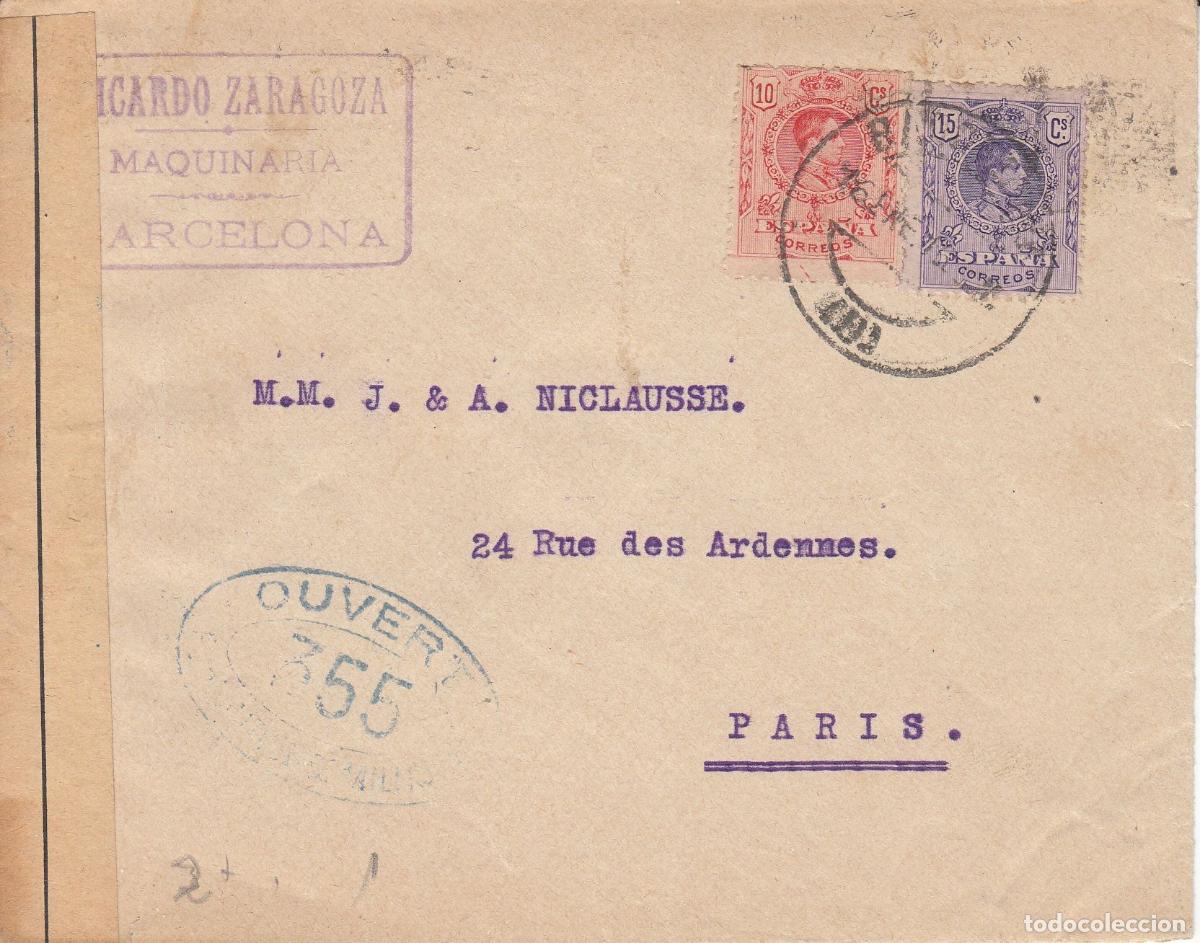 Coleccionismo: CRCAR152 SOBRE DE BILBAO A PARIS CON SELLOS N&ordm; 269 Y 270. CENSURA MILITAR N&ordm; 355 SE&Ntilde;AL DE HABER