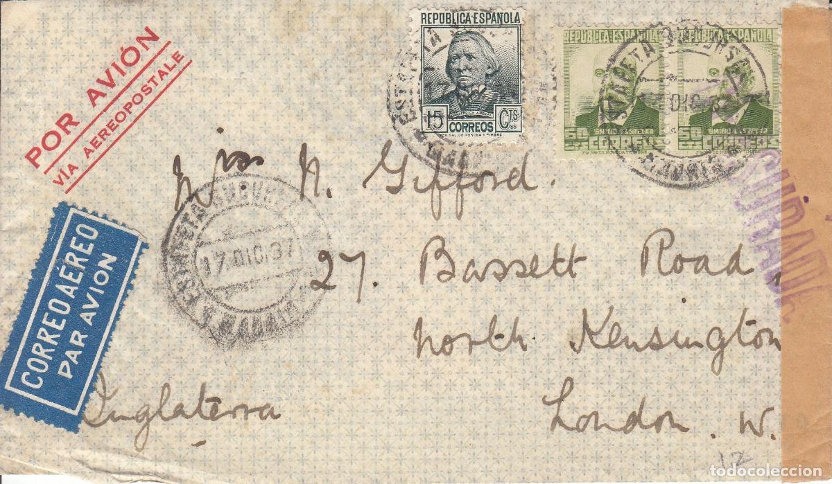 Collecting: CRCAR187 SOBRE DE MADRID A LONDRES CON SELLOS 672 -2- Y 683. FECHADOR ESTAFETA SUCURSAL MADRID
